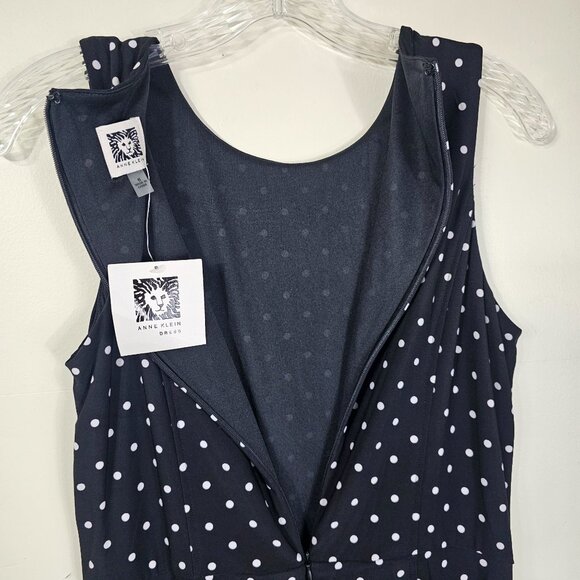 Anne Klein Polka Dot Sleeveless Jumpsuit Sz 6 Wide Leg Flowy Stretch Office - Picture 5 of 12